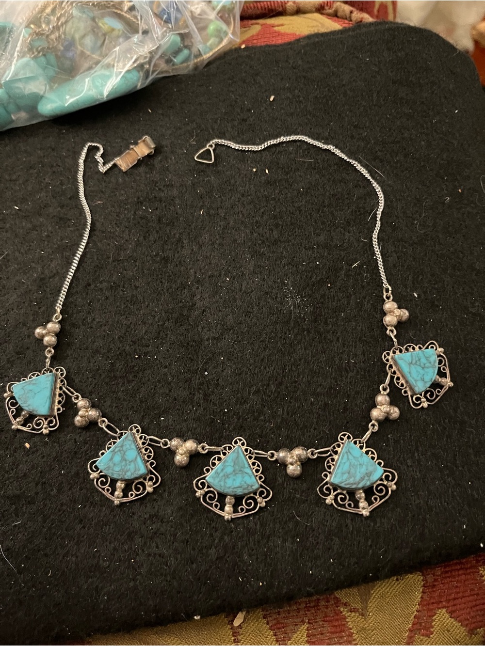 Turquoise style Stone Filigree Statement Necklace - Women Jewelry